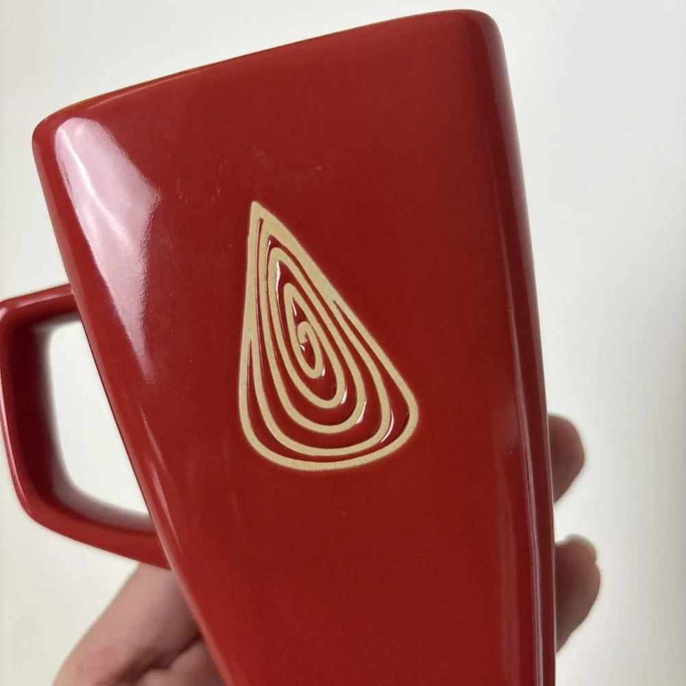 Vintage MCM DISARONNO Mug Flame Red Orange Amaretto Ceramic Italy Abstract art